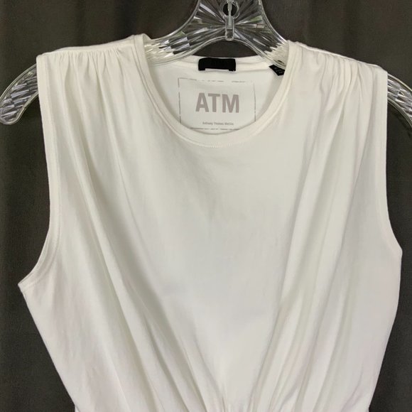 ATM Anthony Thomas Melillo White Cotton Gathered Tee Top Sz M - Picture 16 of 16